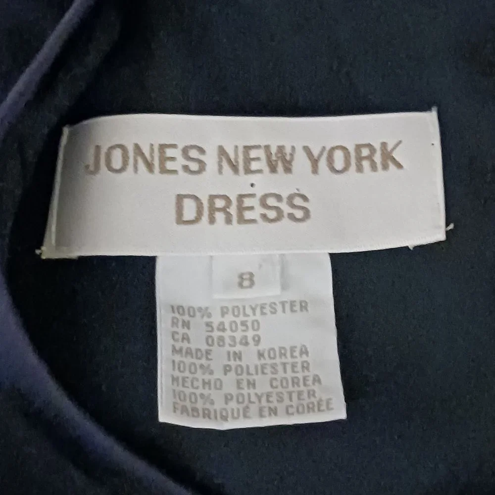 Jones New York Navy Blue Tiered Button Back Sheer‎ Sleeve Shift Dress Size 8